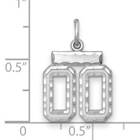 Sterling Silver Rhodium-plated Small Diamond-cut #00 Charm view 3
