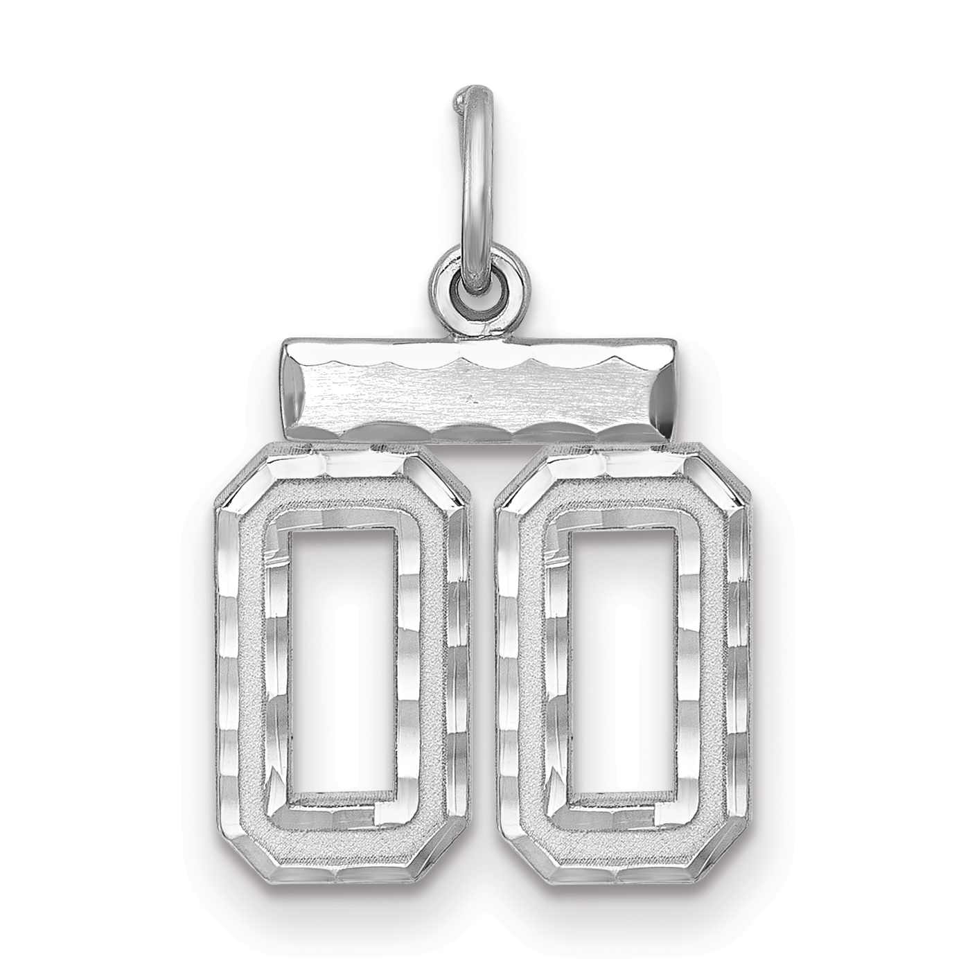 Sterling Silver Rhodium-plated Small Diamond-cut #00 Charm (QSN00T)
