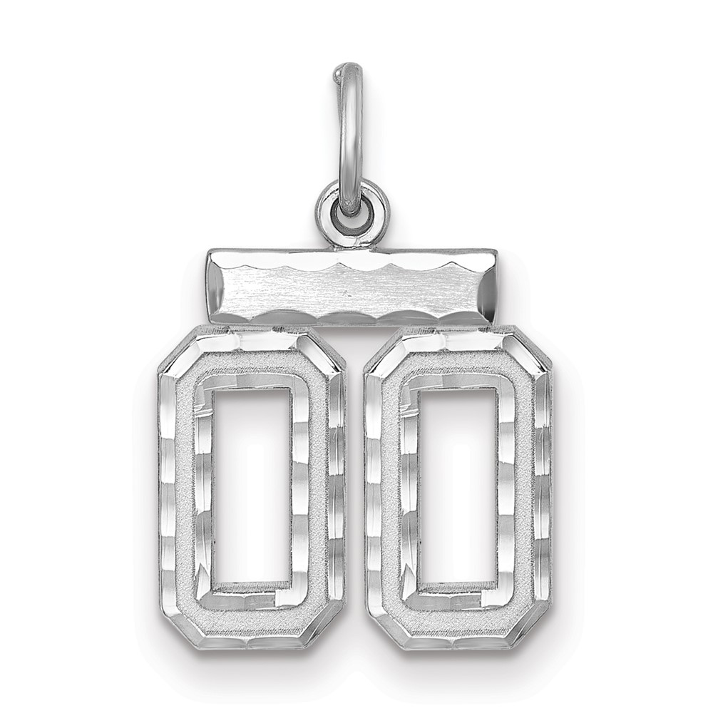 Sterling Silver Rhodium-plated Small Diamond-cut #00 Charm (QSN00T)