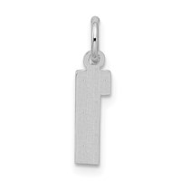 Sterling Silver Rhodium-plated Diamond-cut #1 Charm view 4