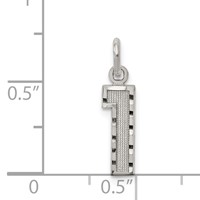 Sterling Silver Rhodium-plated Diamond-cut #1 Charm view 3