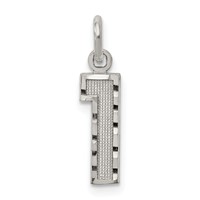 Sterling Silver Rhodium-plated Diamond-cut #1 Charm view 1