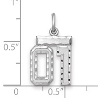 Sterling Silver Rhodium-plated Small Diamond-cut #01 Charm view 2