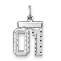 Sterling Silver Rhodium-plated Small Diamond-cut #01 Charm view 1