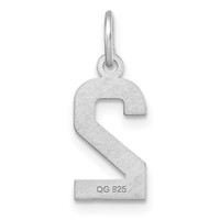 Sterling Silver Rhodium-plated Diamond-cut #2 Charm view 4