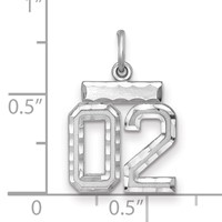Sterling Silver Rhodium-plated Small Diamond-cut #02 Charm view 2