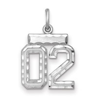 Sterling Silver Rhodium-plated Small Diamond-cut #02 Charm view 1
