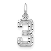 Sterling Silver Rhodium-plated Diamond-cut #3 Charm view 1