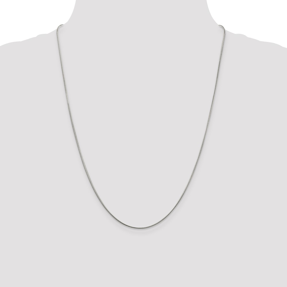Sterling Silver Rhodium-plated 1mm Round Snake Chain (QSN030R-24)