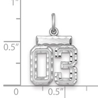 Sterling Silver Rhodium-plated Small Diamond-cut #03 Charm view 2