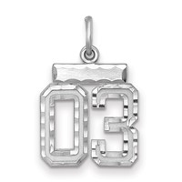 Sterling Silver Rhodium-plated Small Diamond-cut #03 Charm view 1
