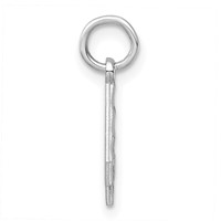 Sterling Silver Rhodium-plated Diamond-cut #4 Charm view 2