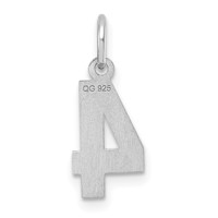 Sterling Silver Rhodium-plated Diamond-cut #4 Charm view 4