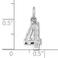 Sterling Silver Rhodium-plated Diamond-cut #4 Charm view 3