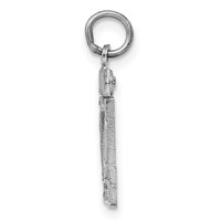Sterling Silver Rhodium-plated Small Diamond-cut #04 Charm view 2