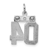 Sterling Silver Rhodium-plated Small Diamond-cut #04 Charm view 4