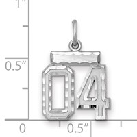 Sterling Silver Rhodium-plated Small Diamond-cut #04 Charm view 3