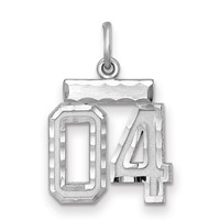 Sterling Silver Rhodium-plated Small Diamond-cut #04 Charm view 1