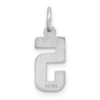 Sterling Silver Rhodium-plated Diamond-cut #5 Charm view 3