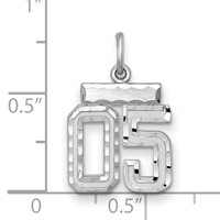 Sterling Silver Rhodium-plated Small Diamond-cut #05 Charm view 2