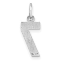 Sterling Silver Rhodium-plated Diamond-cut #7 Charm view 3