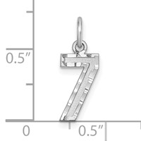 Sterling Silver Rhodium-plated Diamond-cut #7 Charm view 4
