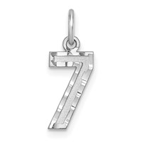 Sterling Silver Rhodium-plated Diamond-cut #7 Charm view 1