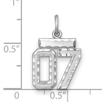 Sterling Silver Rhodium-plated Small Diamond-cut #07 Charm view 2