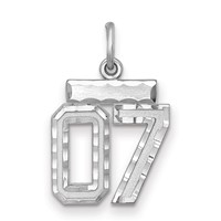 Sterling Silver Rhodium-plated Small Diamond-cut #07 Charm view 1