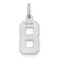 Sterling Silver Rhodium-plated Diamond-cut #8 Charm view 3