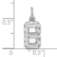 Sterling Silver Rhodium-plated Diamond-cut #8 Charm view 4