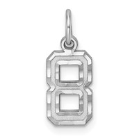 Sterling Silver Rhodium-plated Diamond-cut #8 Charm view 1
