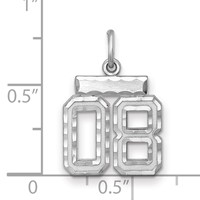 Sterling Silver Rhodium-plated Small Diamond-cut #08 Charm view 2