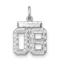 Sterling Silver Rhodium-plated Small Diamond-cut #08 Charm view 1