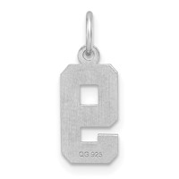 Sterling Silver Rhodium-plated Diamond-cut #9 Charm view 3