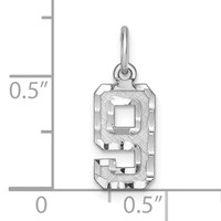 Sterling Silver Rhodium-plated Diamond-cut #9 Charm view 4