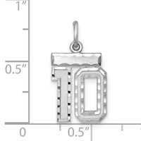 Sterling Silver Rhodium-plated Diamond-cut #10 Charm view 3