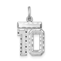 Sterling Silver Rhodium-plated Diamond-cut #10 Charm view 1