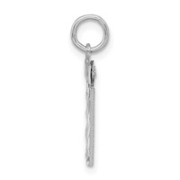 Sterling Silver Rhodium-plated Diamond-cut #11 Charm view 2