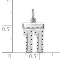 Sterling Silver Rhodium-plated Diamond-cut #11 Charm view 3