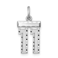 Sterling Silver Rhodium-plated Diamond-cut #11 Charm view 1