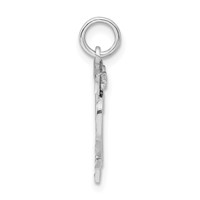 Sterling Silver Rhodium-plated Diamond-cut #12 Charm view 2
