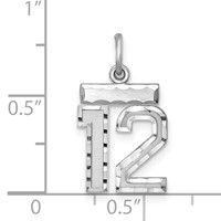 Sterling Silver Rhodium-plated Diamond-cut #12 Charm view 3