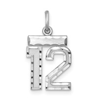 Sterling Silver Rhodium-plated Diamond-cut #12 Charm view 1