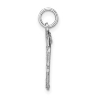Sterling Silver Rhodium-plated Diamond-cut #13 Charm view 2