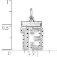 Sterling Silver Rhodium-plated Diamond-cut #13 Charm view 3