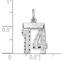 Sterling Silver Rhodium-plated Diamond-cut #14 Charm view 3