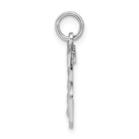 Sterling Silver Rhodium-plated Diamond-cut #15 Charm view 2