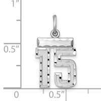 Sterling Silver Rhodium-plated Diamond-cut #15 Charm view 3