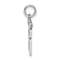 Sterling Silver Rhodium-plated Diamond-cut #16 Charm view 2